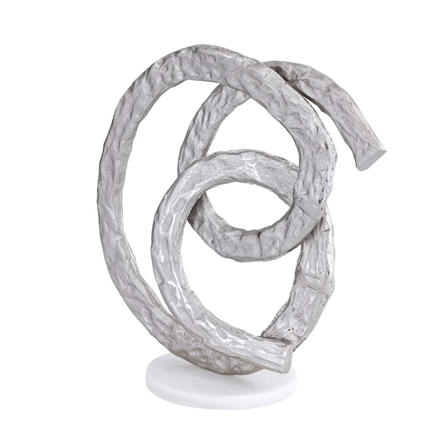 Atlas Lighting Sherman Object | Silver Metal Sculpture on White Marble Base | Living Room & Office Decor | 8 x 6 x 14 in | Model AC11589-01
