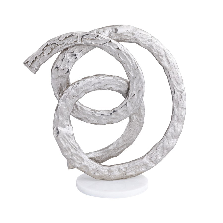 Atlas Lighting Sherman Object | Silver Metal Sculpture on White Marble Base | Living Room & Office Decor | 8 x 6 x 14 in | Model AC11589-01