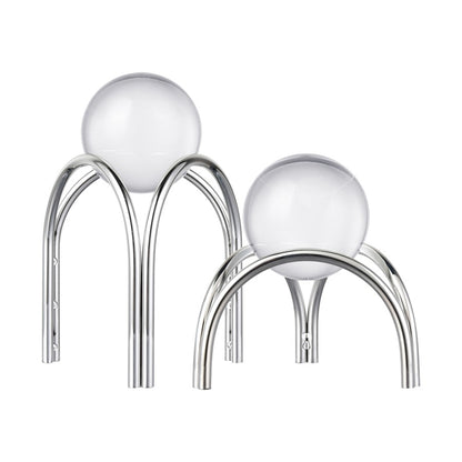 Atlas Lighting Sibyl Orb Stand Set of 2 | Transitional Silver Metal & Clear Glass Sculptures | Entryway & Living Room Decor | Model AC11591-01S