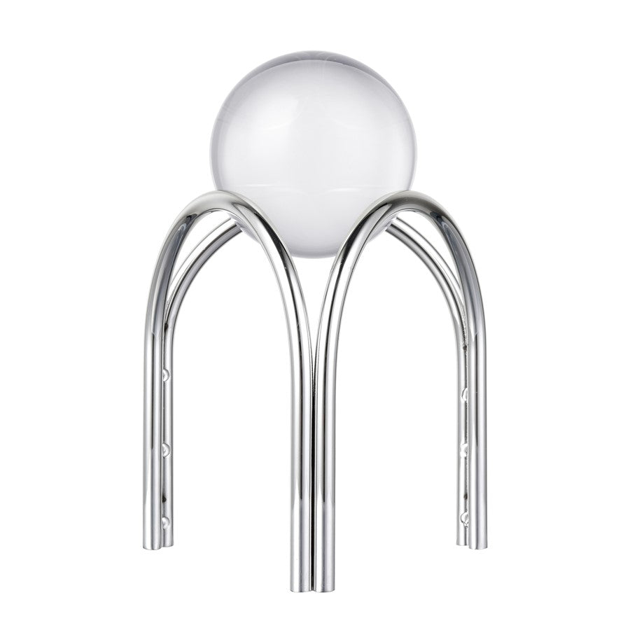 Atlas Lighting Sibyl Orb Stand Set of 2 | Transitional Silver Metal & Clear Glass Sculptures | Entryway & Living Room Decor | Model AC11591-01S