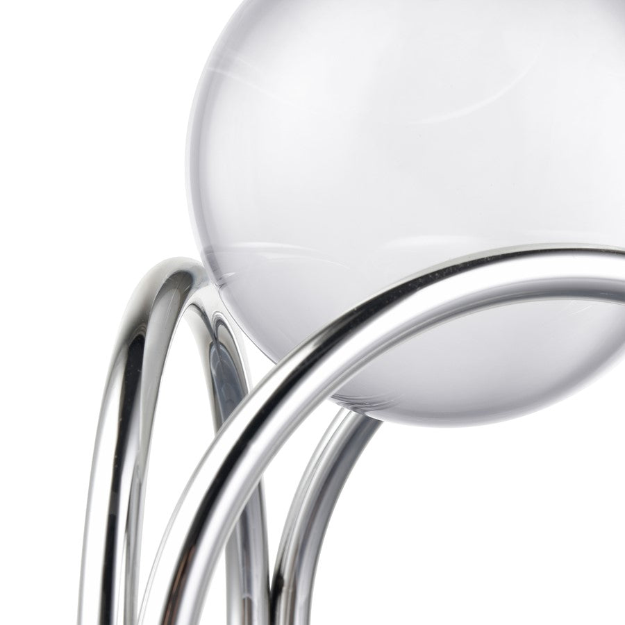 Atlas Lighting Sibyl Orb Stand Set of 2 | Transitional Silver Metal & Clear Glass Sculptures | Entryway & Living Room Decor | Model AC11591-01S