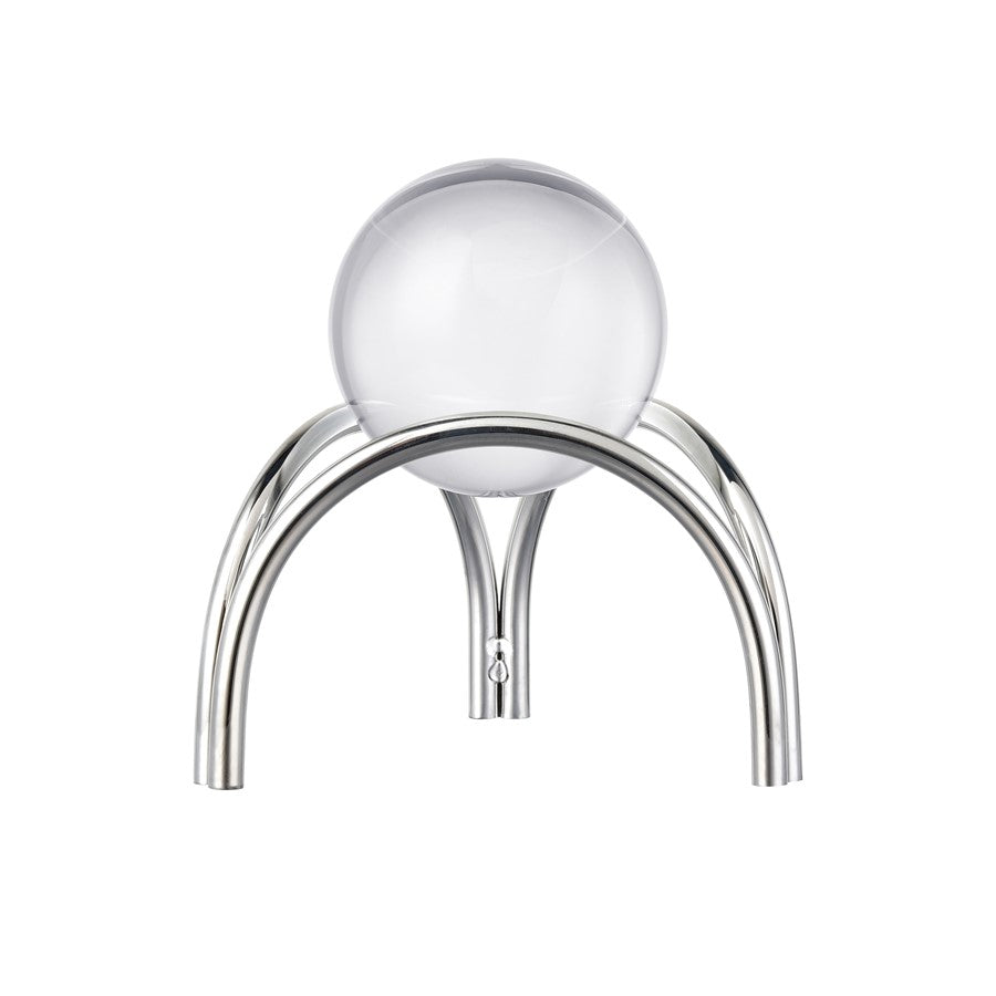Atlas Lighting Sibyl Orb Stand Set of 2 | Transitional Silver Metal & Clear Glass Sculptures | Entryway & Living Room Decor | Model AC11591-01S