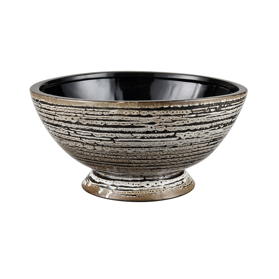 Atlas Lighting Simone Bowl | Transitional Black Earthenware Decorative Bowl | Kitchen & Dining Table Centerpiece | 14 x 14 x 7 in | Model AC11592-01