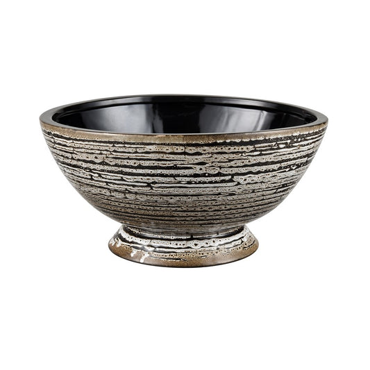 Atlas Lighting Simone Bowl | Transitional Black Earthenware Decorative Bowl | Kitchen & Dining Table Centerpiece | 14 x 14 x 7 in | Model AC11592-01