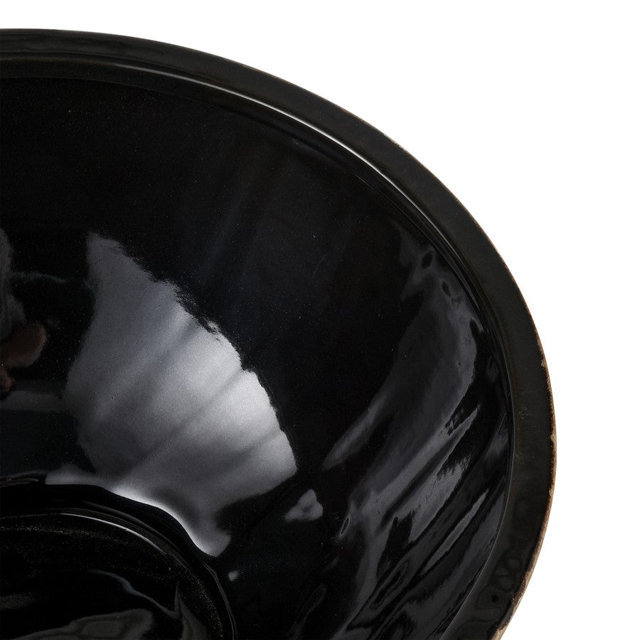 Atlas Lighting Simone Bowl | Transitional Black Earthenware Decorative Bowl | Kitchen & Dining Table Centerpiece | 14 x 14 x 7 in | Model AC11592-01