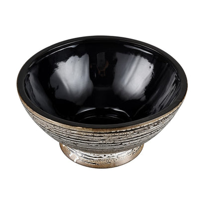 Atlas Lighting Simone Bowl | Transitional Black Earthenware Decorative Bowl | Kitchen & Dining Table Centerpiece | 14 x 14 x 7 in | Model AC11592-01