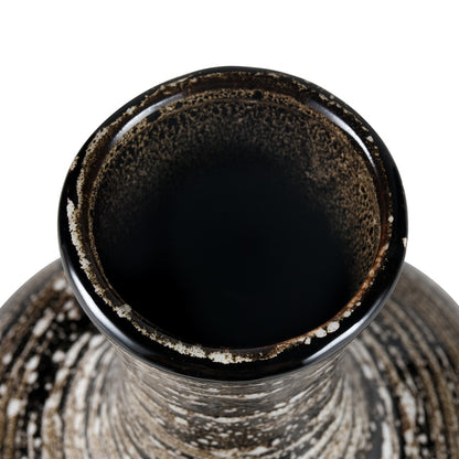 Atlas Lighting Simone Large Vase | Transitional Black Earthenware Gourd Vase | Living Room & Entryway Floor Decor | Model AC11593-01