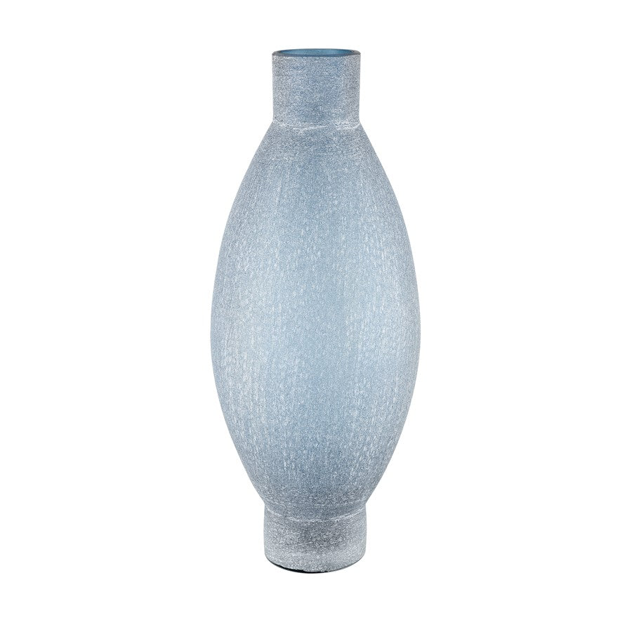 Atlas Lighting Skye Large Vase | Blue Frosted Glass with Sculptural Silhouette | Coastal Living Room & Entryway Decor | Model AC11595-01