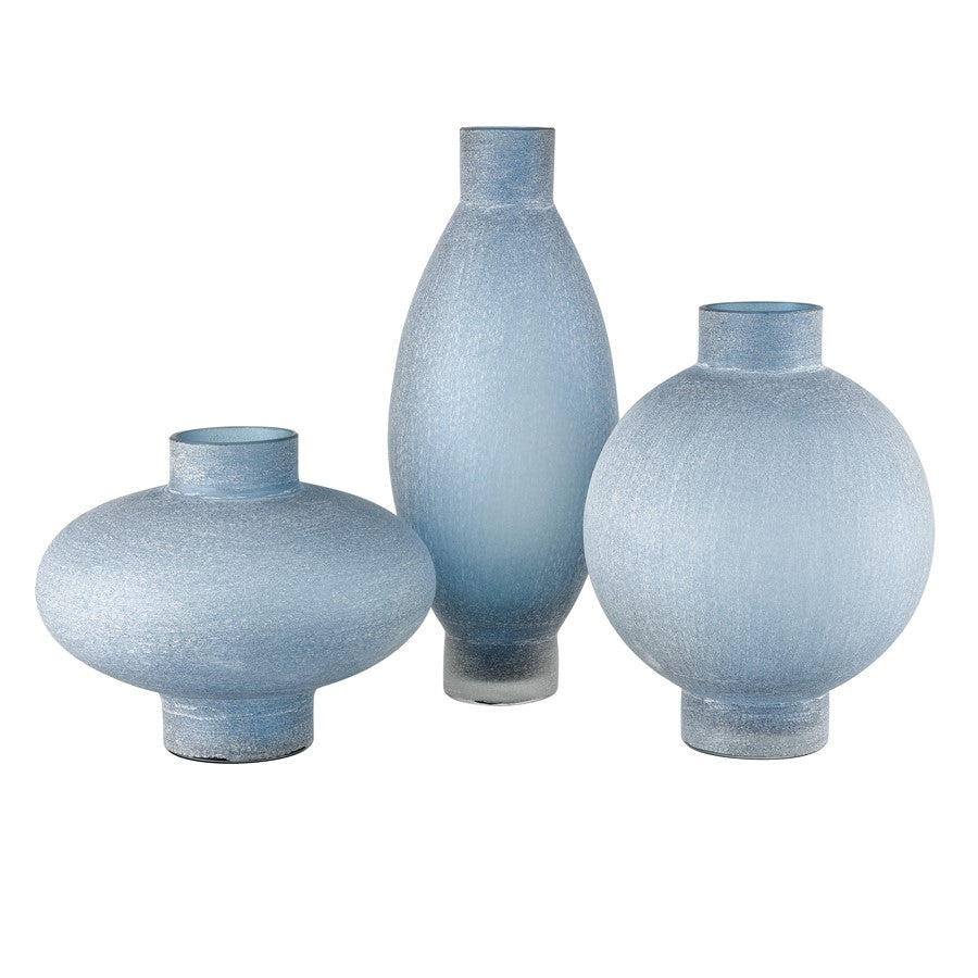Atlas Lighting Skye Large Vase | Blue Frosted Glass with Sculptural Silhouette | Coastal Living Room & Entryway Decor | Model AC11595-01