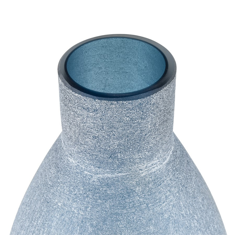 Atlas Lighting Skye Large Vase | Blue Frosted Glass with Sculptural Silhouette | Coastal Living Room & Entryway Decor | Model AC11595-01