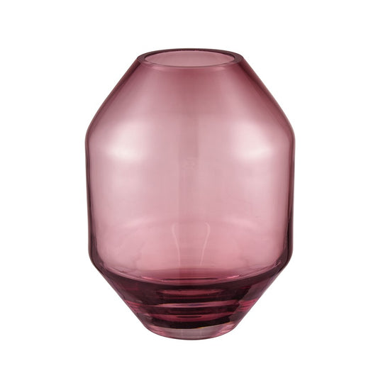 Atlas Lighting Sofia Large Vase | Maroon Glass with Geometric Shape | Modern Living Room & Entryway Decor | 7.25 x 7.25 x 10.25 in | Model AC11597-01