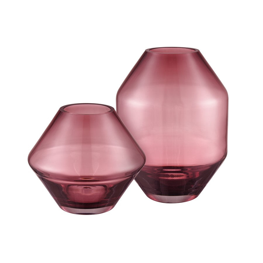 Atlas Lighting Sofia Large Vase | Maroon Glass with Geometric Shape | Modern Living Room & Entryway Decor | 7.25 x 7.25 x 10.25 in | Model AC11597-01