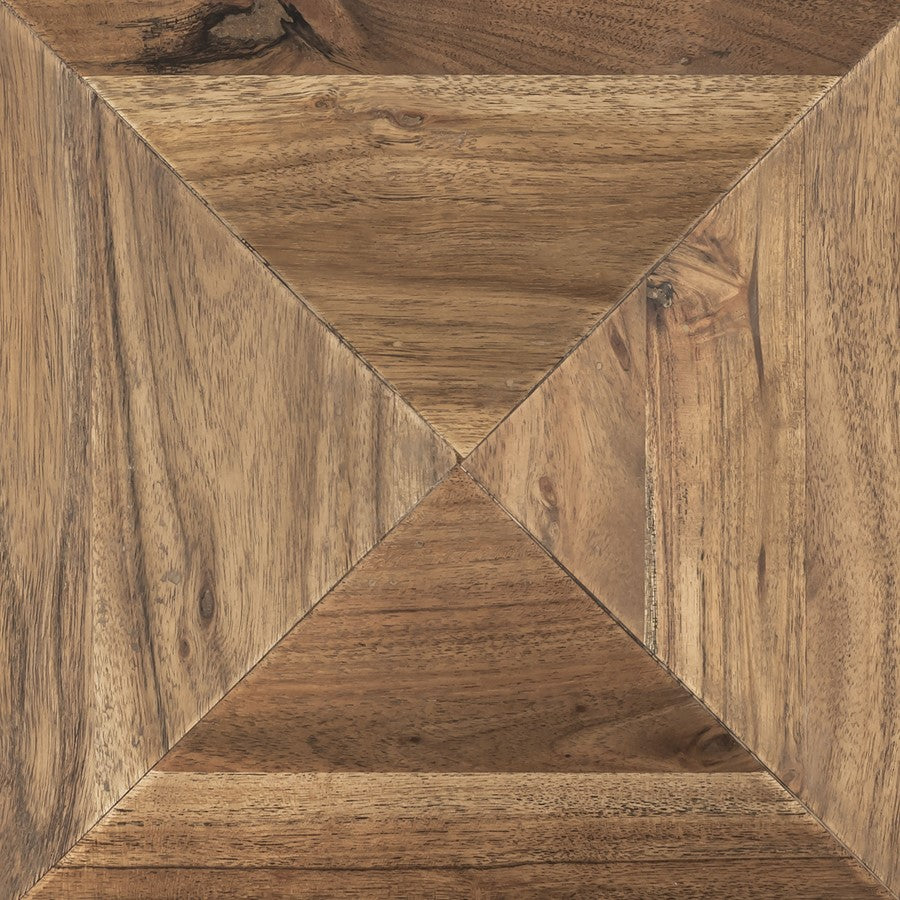 Atlas Lighting Sollis 12in Natural Wood Pyramid | Faceted Mango Wood Decorative Object | Bookshelf & Coffee Table Accent | Model AC11599-01