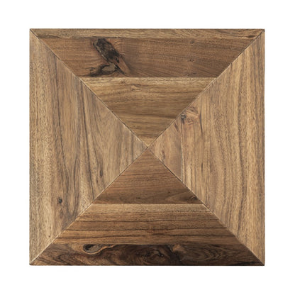 Atlas Lighting Sollis 12in Natural Wood Pyramid | Faceted Mango Wood Decorative Object | Bookshelf & Coffee Table Accent | Model AC11599-01