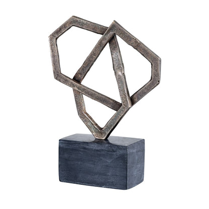 Atlas Lighting Spade 16in Antique Bronze Metal Sculpture | Gold-Distressed Finish on Marble Base | Bookshelf & Mantel Accent | Model AC11601-01