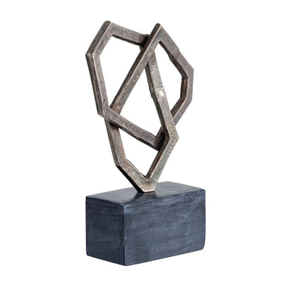 Atlas Lighting Spade 16in Antique Bronze Metal Sculpture | Gold-Distressed Finish on Marble Base | Bookshelf & Mantel Accent | Model AC11601-01