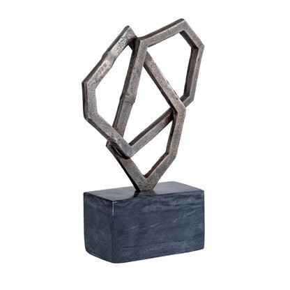 Atlas Lighting Spade 16in Antique Bronze Metal Sculpture | Gold-Distressed Finish on Marble Base | Bookshelf & Mantel Accent | Model AC11601-01