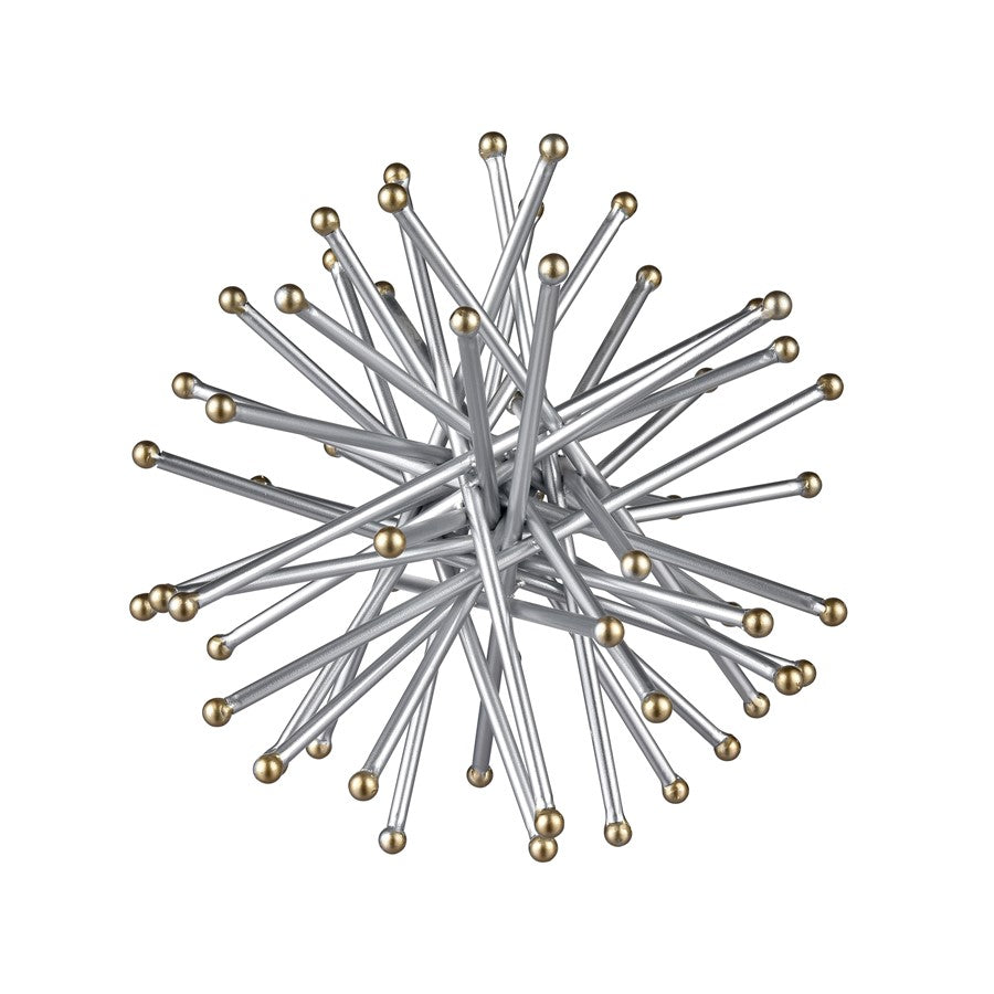 Atlas Lighting Spike Decorative Object | Silver Metal with Gold Tips | Shelf & Tabletop Accent | 9 x 9 x 9 in | Model AC11603-01