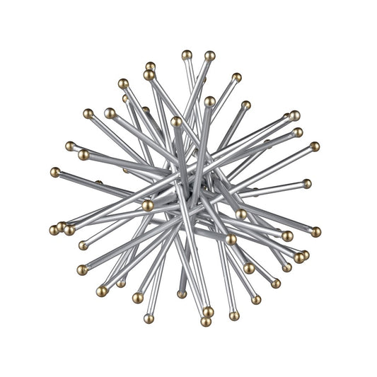Atlas Lighting Spike Decorative Object | Silver Metal with Gold Tips | Shelf & Tabletop Accent | 9 x 9 x 9 in | Model AC11603-01