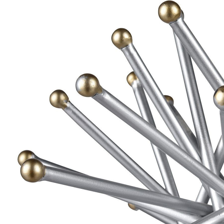 Atlas Lighting Spike Decorative Object | Silver Metal with Gold Tips | Shelf & Tabletop Accent | 9 x 9 x 9 in | Model AC11603-01