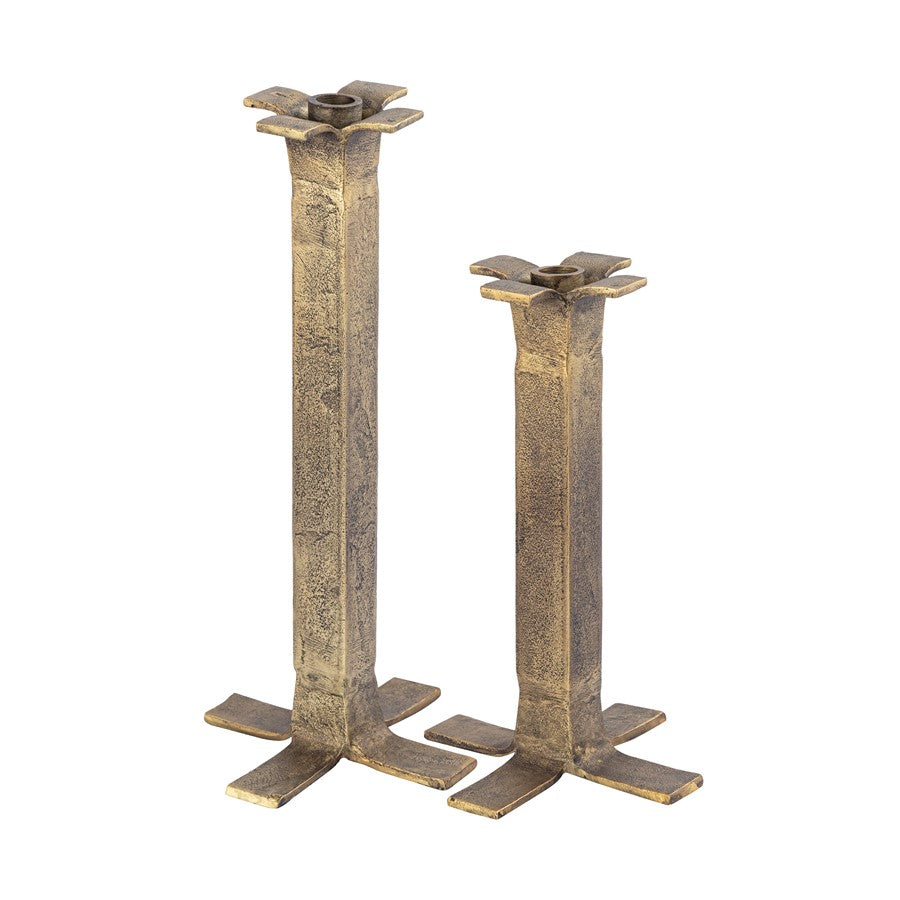 Atlas Lighting Splay Large Candleholder | Aged Brass Cast Aluminum | Dining Table & Mantel Accent | 7 x 7 x 20 in | Model AC11605-02