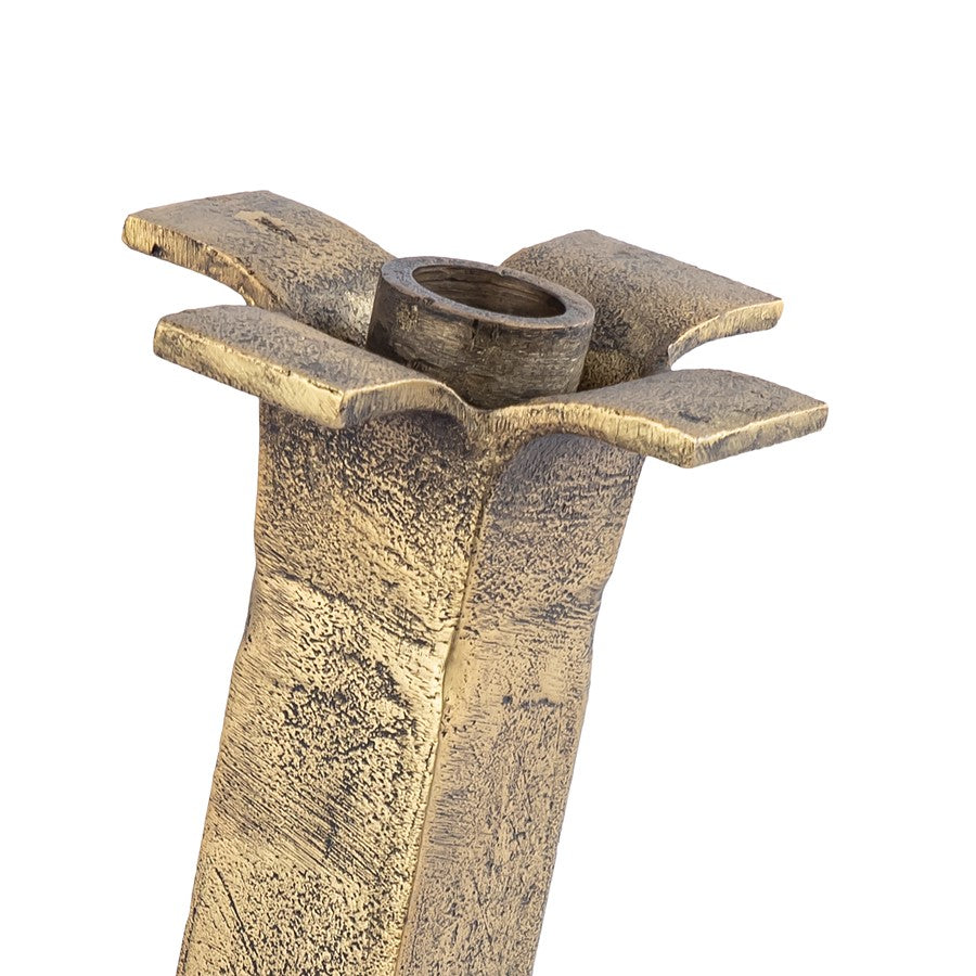 Atlas Lighting Splay Large Candleholder | Aged Brass Cast Aluminum | Dining Table & Mantel Accent | 7 x 7 x 20 in | Model AC11605-02