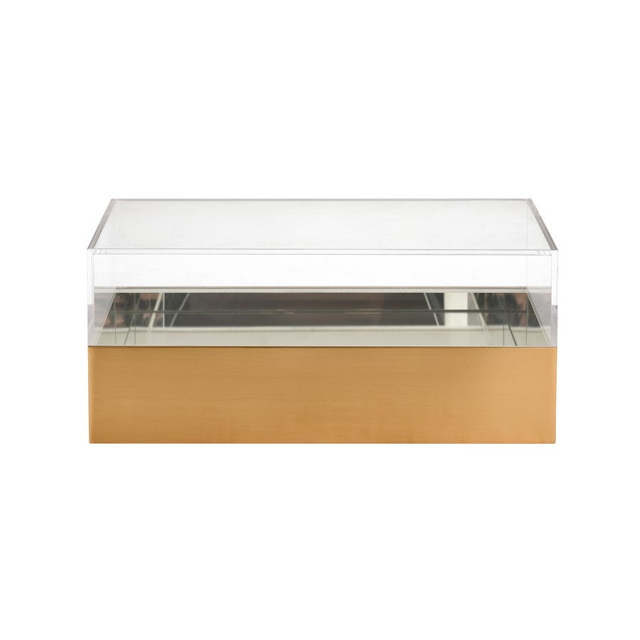 Atlas Lighting Split Decorative Box Rectangle | Brass and Clear Acrylic | Bookshelf & Tabletop Storage | 14 x 7 x 6 in | Model AC11606-01