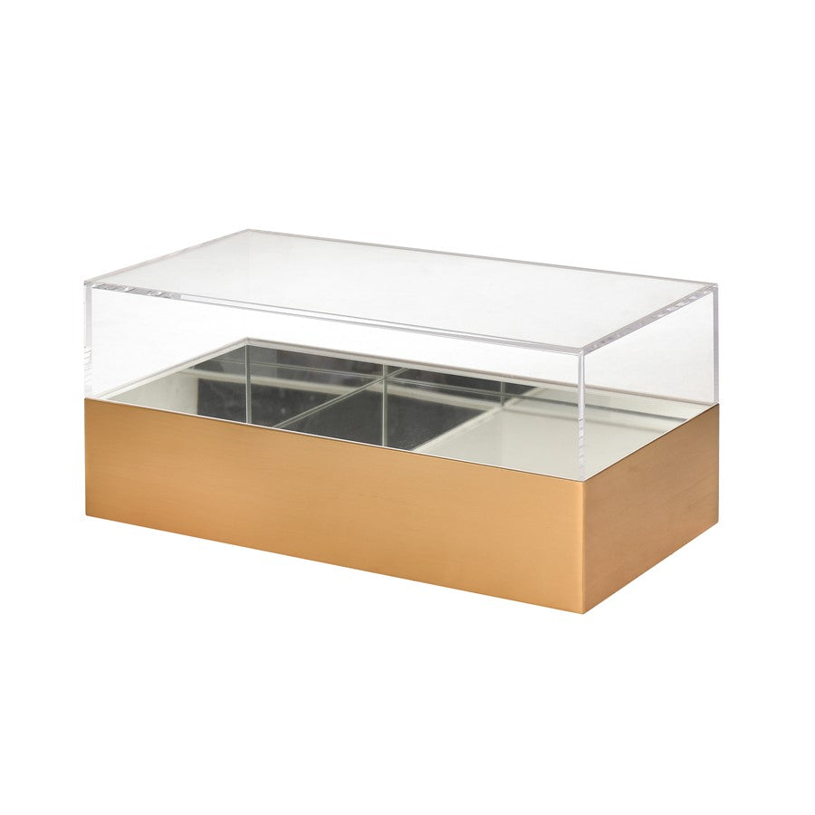 Atlas Lighting Split Decorative Box Rectangle | Brass and Clear Acrylic | Bookshelf & Tabletop Storage | 14 x 7 x 6 in | Model AC11606-01