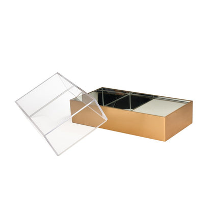 Atlas Lighting Split Decorative Box Rectangle | Brass and Clear Acrylic | Bookshelf & Tabletop Storage | 14 x 7 x 6 in | Model AC11606-01