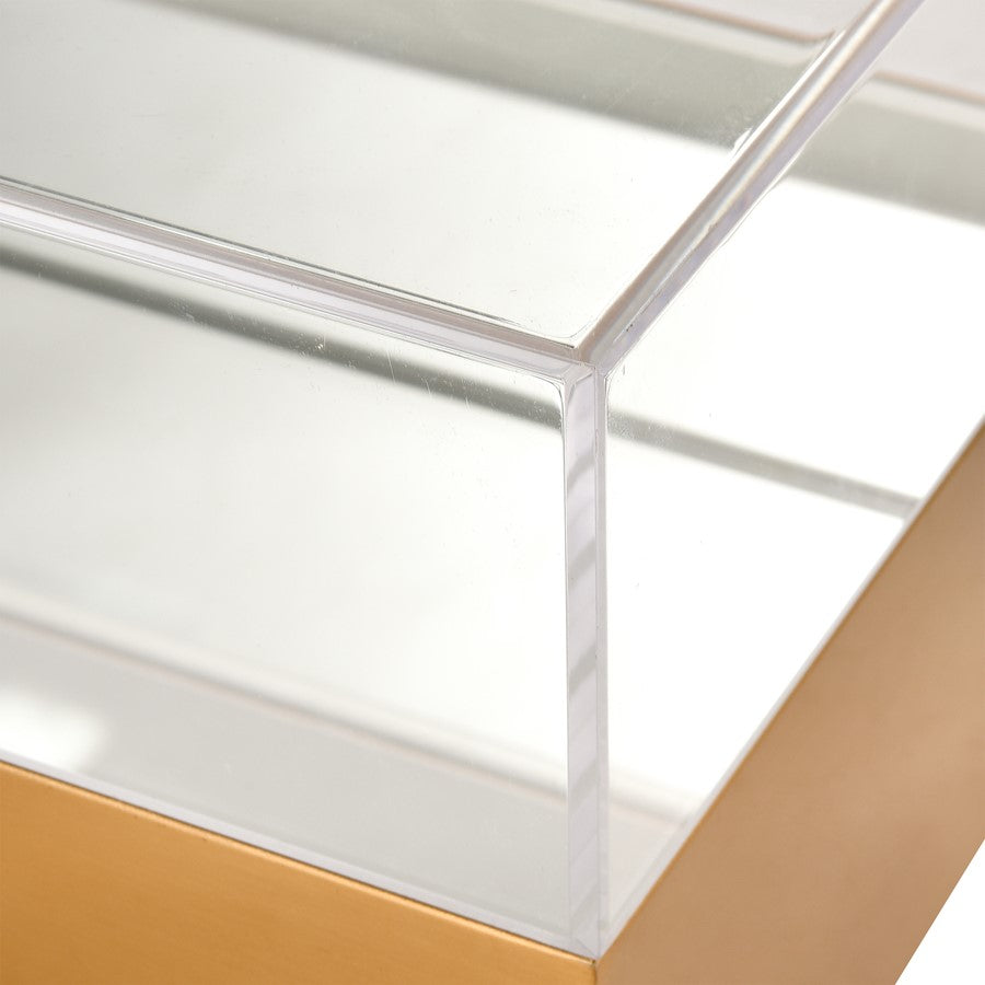 Atlas Lighting Split Decorative Box Rectangle | Brass and Clear Acrylic | Bookshelf & Tabletop Storage | 14 x 7 x 6 in | Model AC11606-01