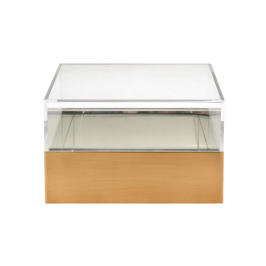 Atlas Lighting Split Decorative Box Square | Brass and Clear Acrylic | Bookshelf & Tabletop Storage | 10 x 10 x 6 in | Model AC11607-01