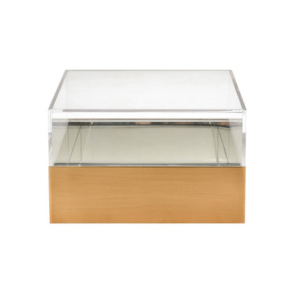 Atlas Lighting Split Decorative Box Square | Brass and Clear Acrylic | Bookshelf & Tabletop Storage | 10 x 10 x 6 in | Model AC11607-01