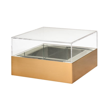 Atlas Lighting Split Decorative Box Square | Brass and Clear Acrylic | Bookshelf & Tabletop Storage | 10 x 10 x 6 in | Model AC11607-01