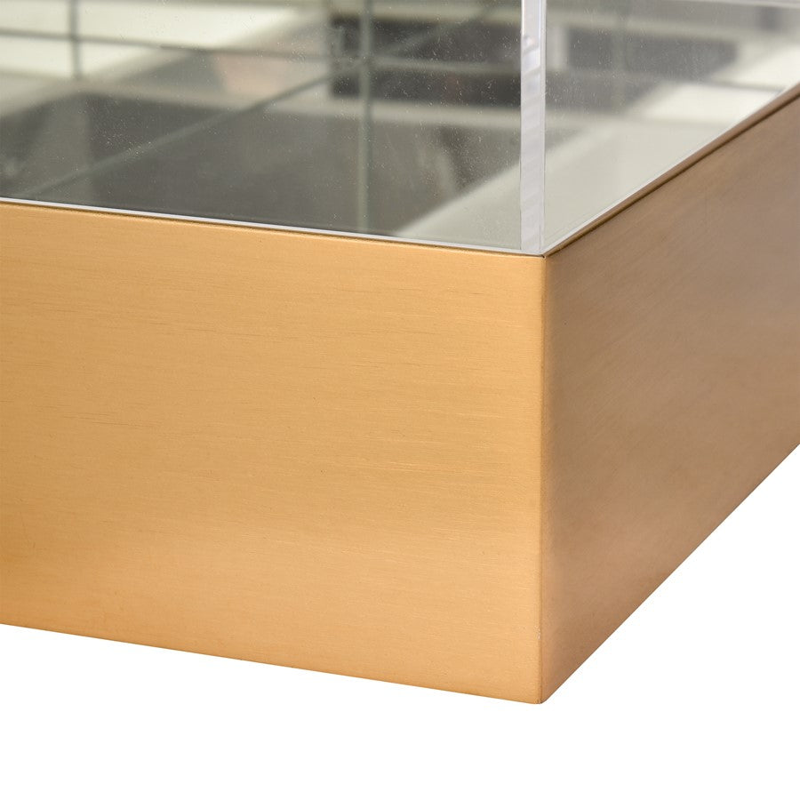 Atlas Lighting Split Decorative Box Square | Brass and Clear Acrylic | Bookshelf & Tabletop Storage | 10 x 10 x 6 in | Model AC11607-01