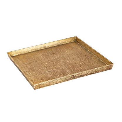 Atlas Lighting Square Linen Texture Tray Set of 2 | Antique Brass Metal Nesting Trays | Coffee Table & Vanity Organizer | Model AC11611-01S