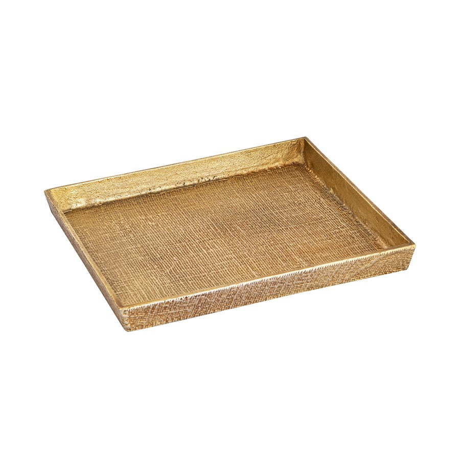 Atlas Lighting Square Linen Texture Tray Set of 2 | Antique Brass Metal Nesting Trays | Coffee Table & Vanity Organizer | Model AC11611-01S