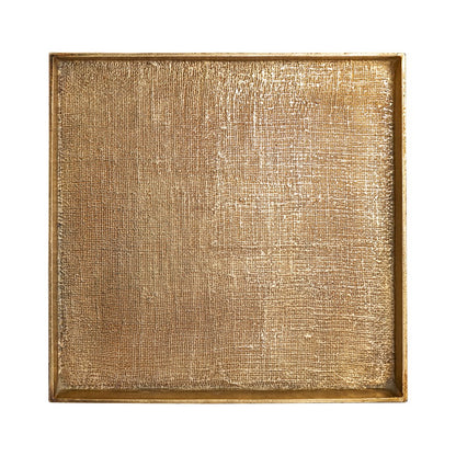 Atlas Lighting Square Linen Texture Tray Set of 2 | Antique Brass Metal Nesting Trays | Coffee Table & Vanity Organizer | Model AC11611-01S