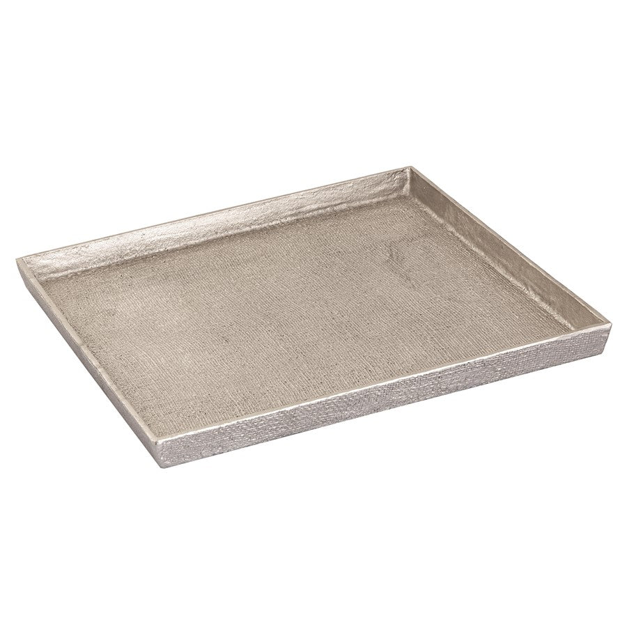 Atlas Lighting Square Linen Texture Tray Set of 2 | Antique Nickel Metal Nesting Trays | Coffee Table & Vanity Organizer | Model AC11611-02S