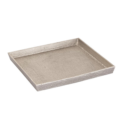 Atlas Lighting Square Linen Texture Tray Set of 2 | Antique Nickel Metal Nesting Trays | Coffee Table & Vanity Organizer | Model AC11611-02S