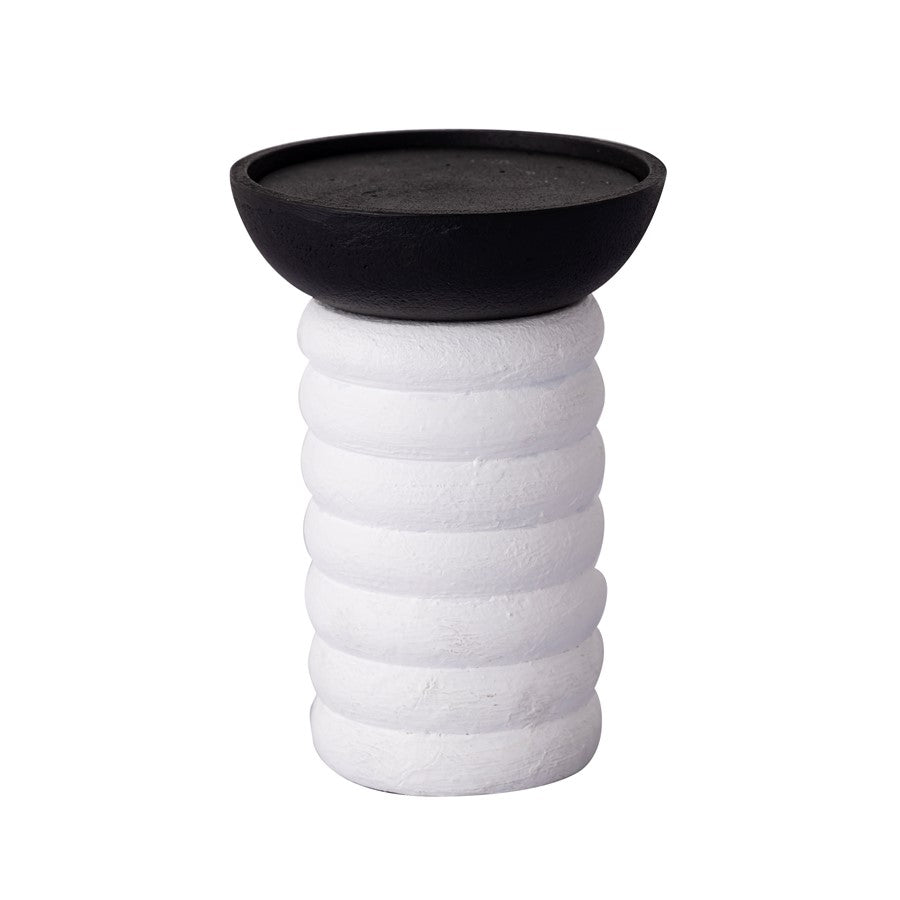 Atlas Lighting Stack Pillar Holder Set of 3 | Plaster White Metal Candle Holders | Mantel & Dining Table Decor | 5 x 5 x 10 in | Model AC11613-01S