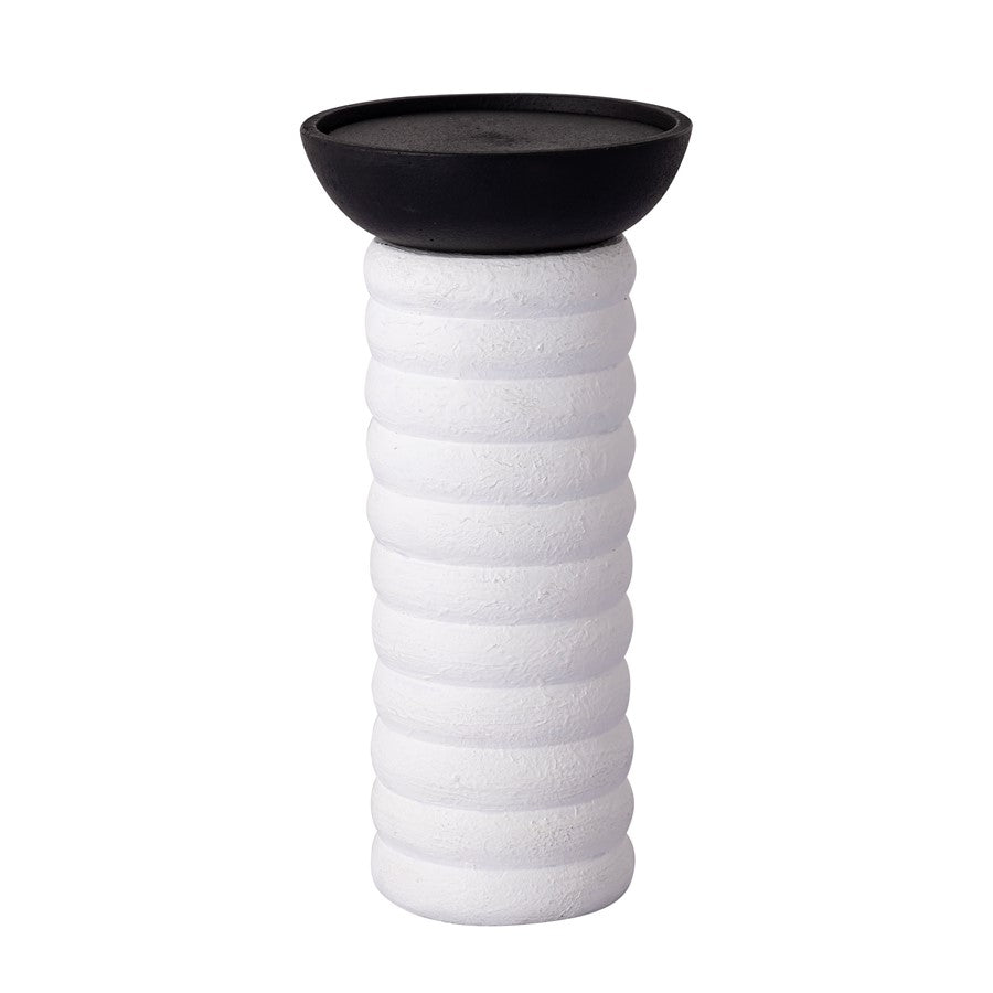 Atlas Lighting Stack Pillar Holder Set of 3 | Plaster White Metal Candle Holders | Mantel & Dining Table Decor | 5 x 5 x 10 in | Model AC11613-01S