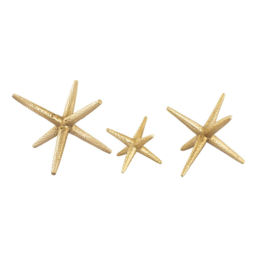 Atlas Lighting Star Jacks Decorative Object, Set of 3 | Modern Polished Brass Metal Sculptures | Bookshelf & Credenza Accent | Model AC11614-01S