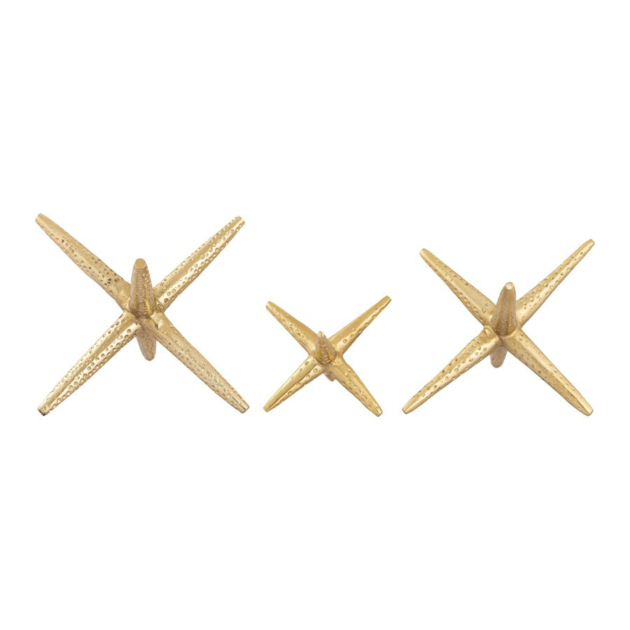 Atlas Lighting Star Jacks Decorative Object, Set of 3 | Modern Polished Brass Metal Sculptures | Bookshelf & Credenza Accent | Model AC11614-01S