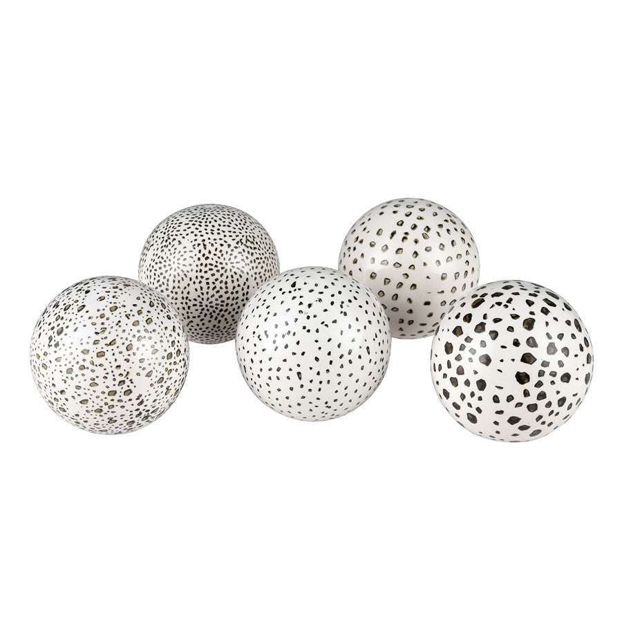 Atlas Lighting Stassi Orbs Decorative Object, Set of 5 | Modern White & Black Hand-Painted Earthenware | Decorative Bowl | Model AC11615-01S