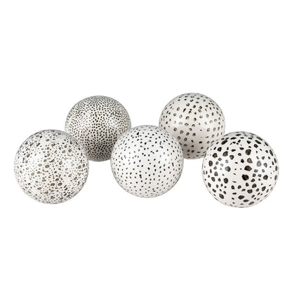 Atlas Lighting Stassi Orbs Decorative Object, Set of 5 | Modern White & Black Hand-Painted Earthenware | Decorative Bowl | Model AC11615-01S