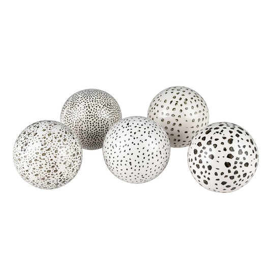 Atlas Lighting Stassi Orbs Decorative Object, Set of 5 | Modern White & Black Hand-Painted Earthenware | Decorative Bowl | Model AC11615-01S