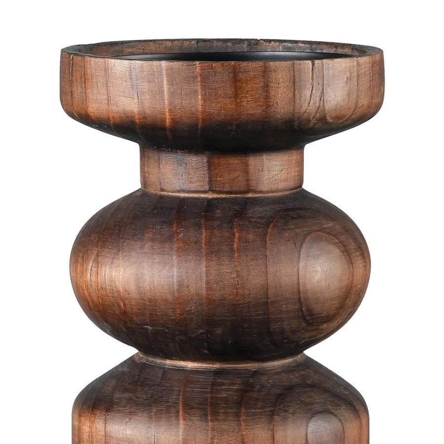 Atlas Lighting Stilton Candleholder, Set of 3 | Transitional Brown Wood & Oil Rubbed Bronze Metal Pillars | Centerpiece & Side | Model AC11617-01S