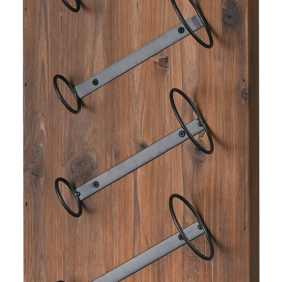 Atlas Lighting Stilton Wine Rack | Transitional Brown Wood & Bronze Metal Wall-Mounted Bottle Storage | Kitchen & Dining Room | Model AC11618-01