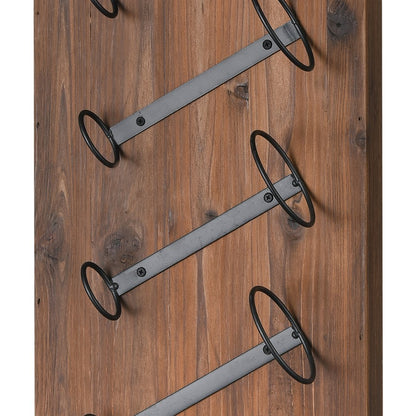 Atlas Lighting Stilton Wine Rack | Transitional Brown Wood & Bronze Metal Wall-Mounted Bottle Storage | Kitchen & Dining Room | Model AC11618-01