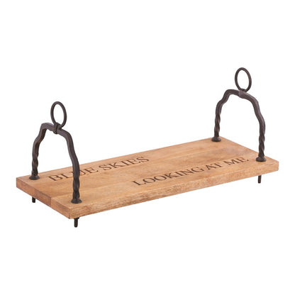 Atlas Lighting Blue Skies Swing 24in W | Traditional Natural Wood & Black Metal | Living Room & Porch Decor | 24 x 10 x 8 in | Model AC11621-01